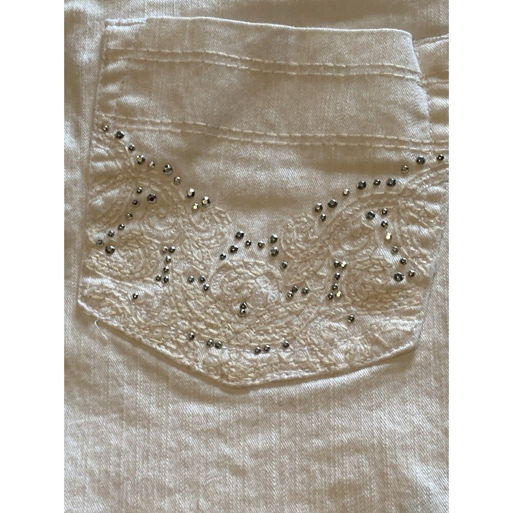 Gloria Vanderbilt Gabby Skimmer Size 12 White Denim Embellished Good Condition - Picture 6 of 16